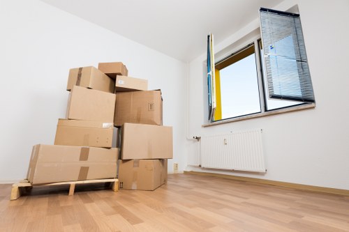 Cardboard, metal and wood separated for recycling during a clearance